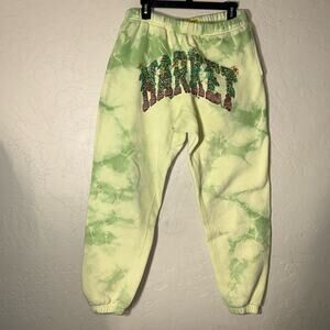 Market Chinatown market yellow green tie dye brick graphic logo sweatpants